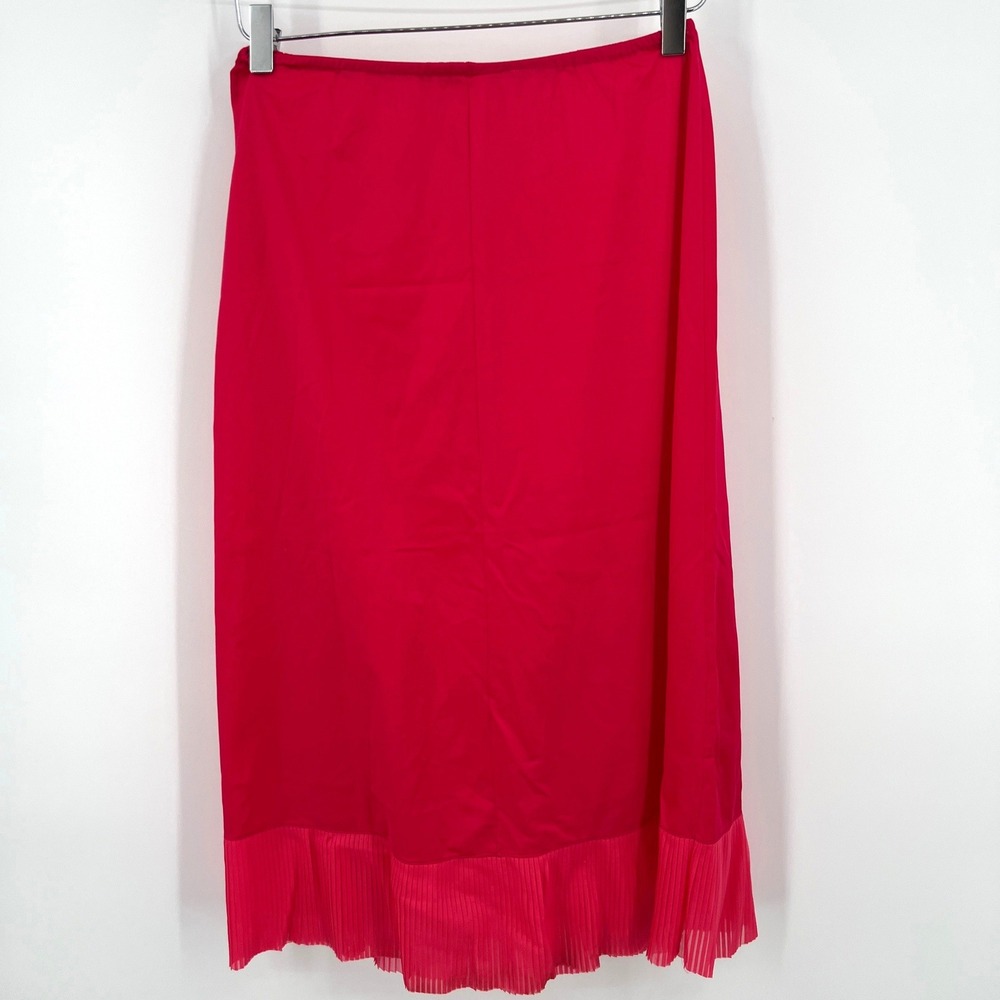Vintage Fuchsia Pink Half Slip with Applique Roses & Accordion Pleat Hem - Picture 3 of 6